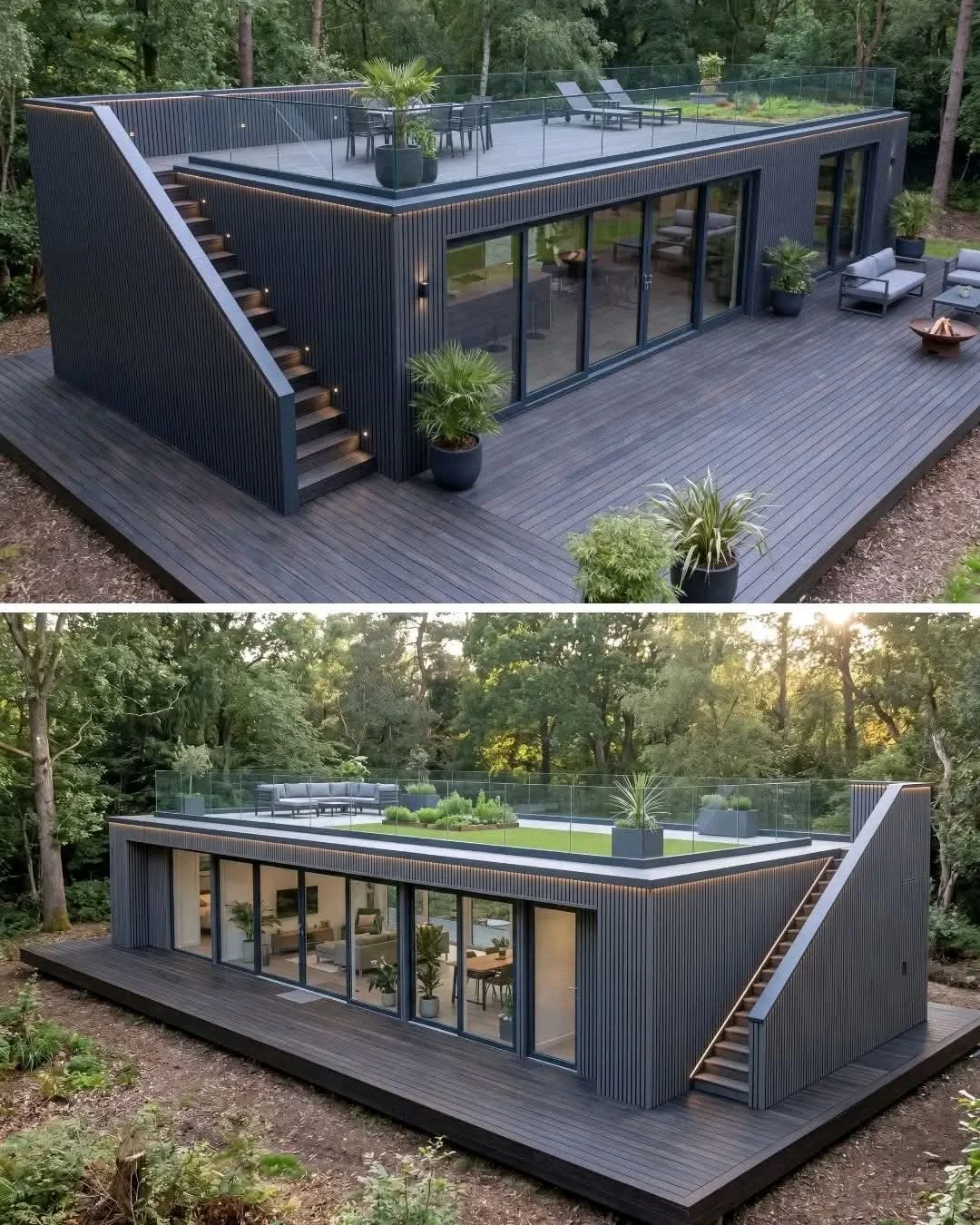 Casa tipo contenedor elegante . Diseño exclusivo con piso amaderado de alta resistencia  . Cuenta con terraza en el techo y sala al aire libre , solida , moderna y unica .